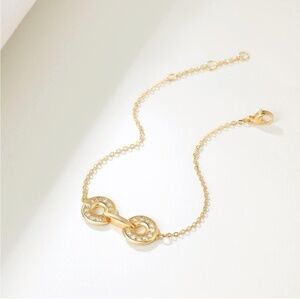 GOLD 14k Gold Plated Cubic Zirconia Hoop Chain Bracelet